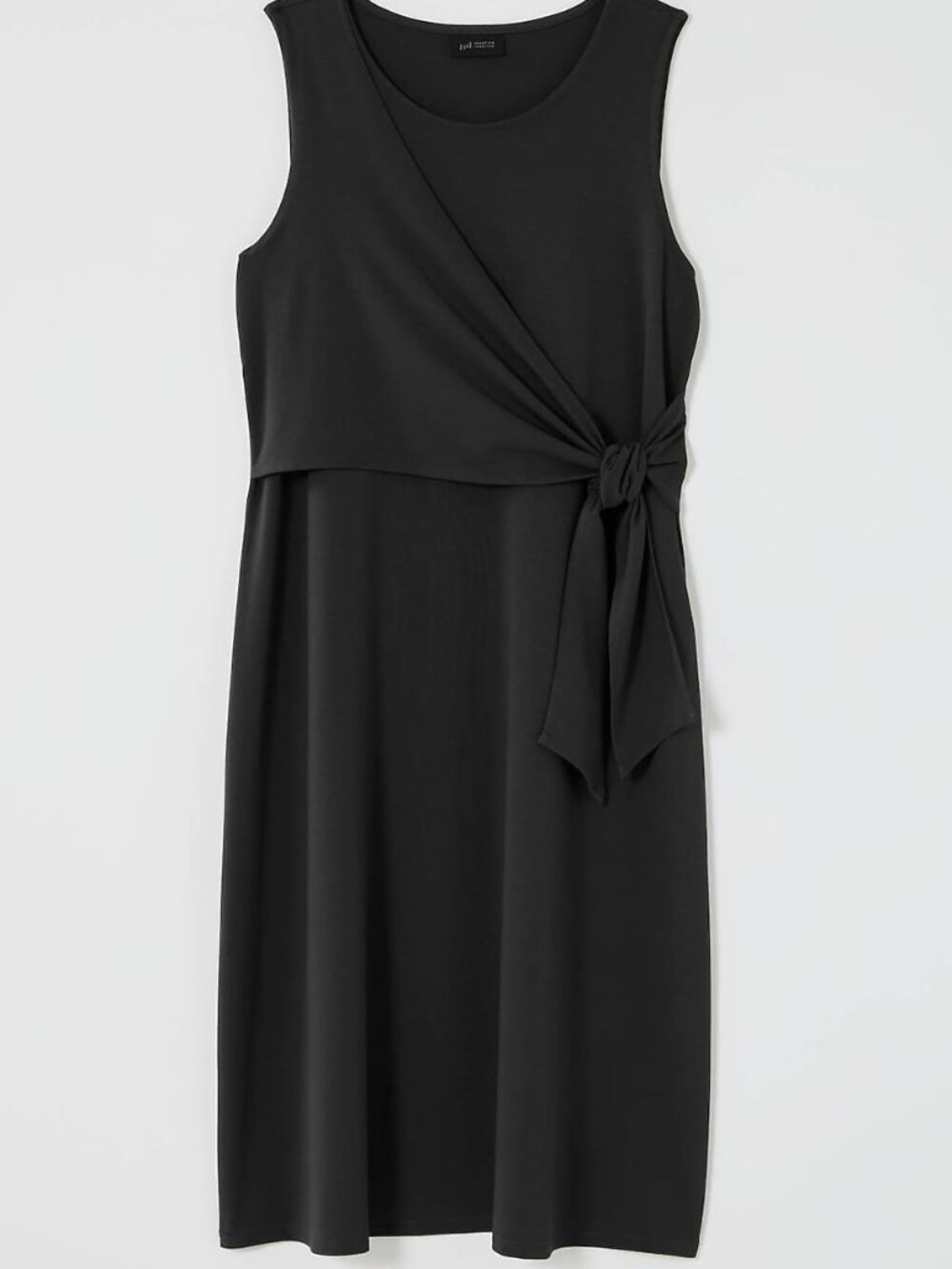 NWT J. Jill Size Medium Black Side Tie Sleeveless Stretch Jersey Mini Dress NEW